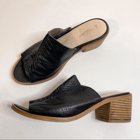 Nine West Rahima Slip On Black Mule Sandal Size 8 - Picture 1 of 10